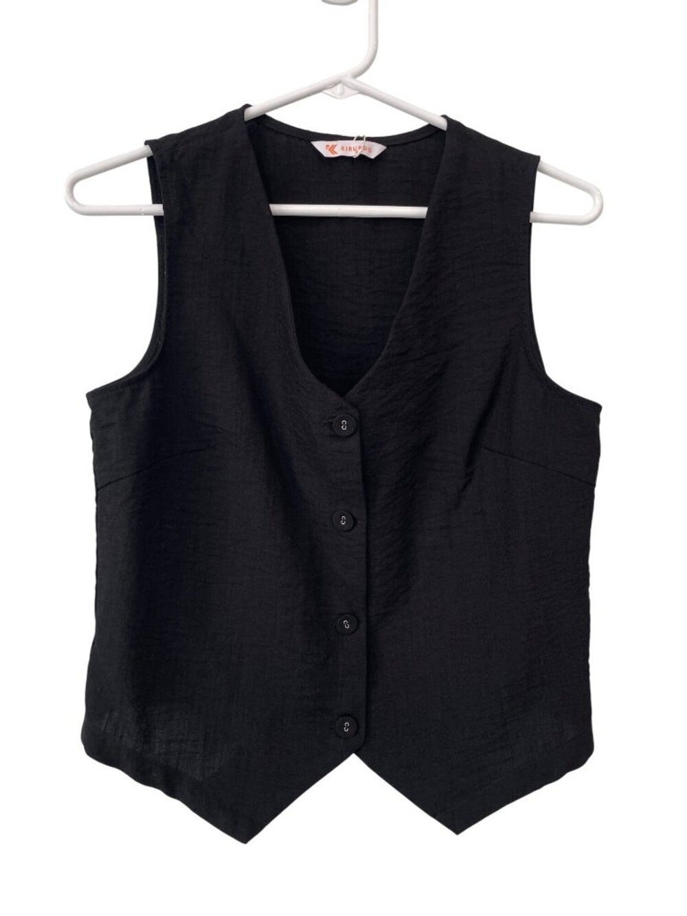 Kirundo Vest Small Sleeveless Button Front Textured Polyester Business Casual